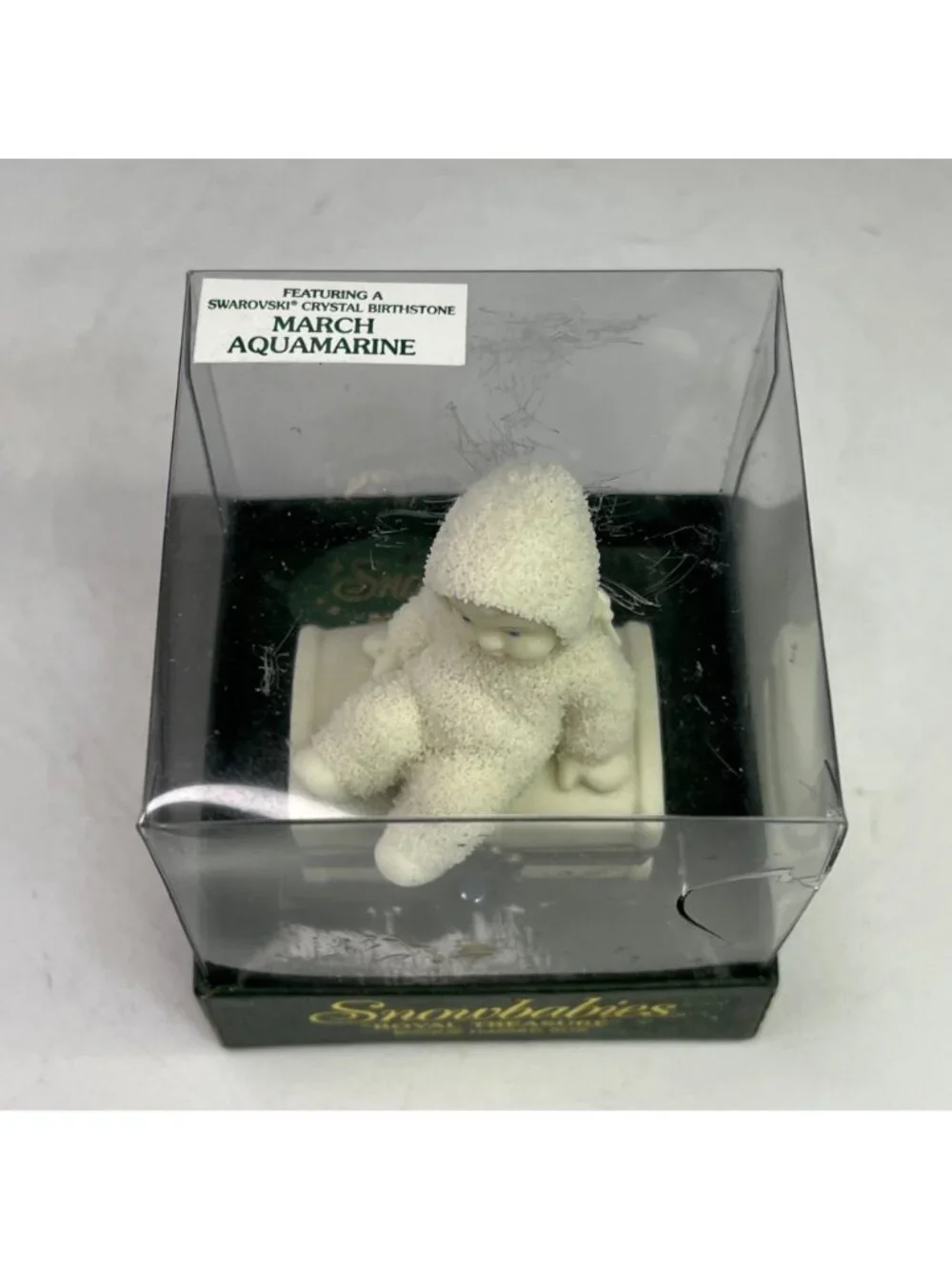 Dept 56 Snowbabies Royal Treasure March Aquamarine Trinket Box Figurine 2000